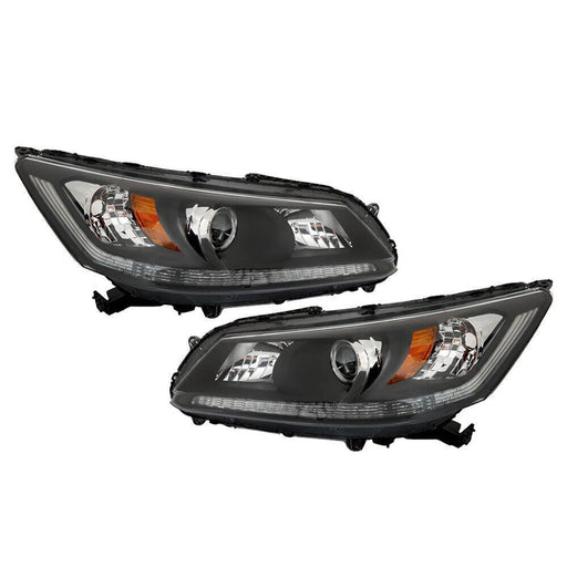 DURAFORCE Headlights Headlamps Halogen For 2013-2015 Honda Accord Black Right Left