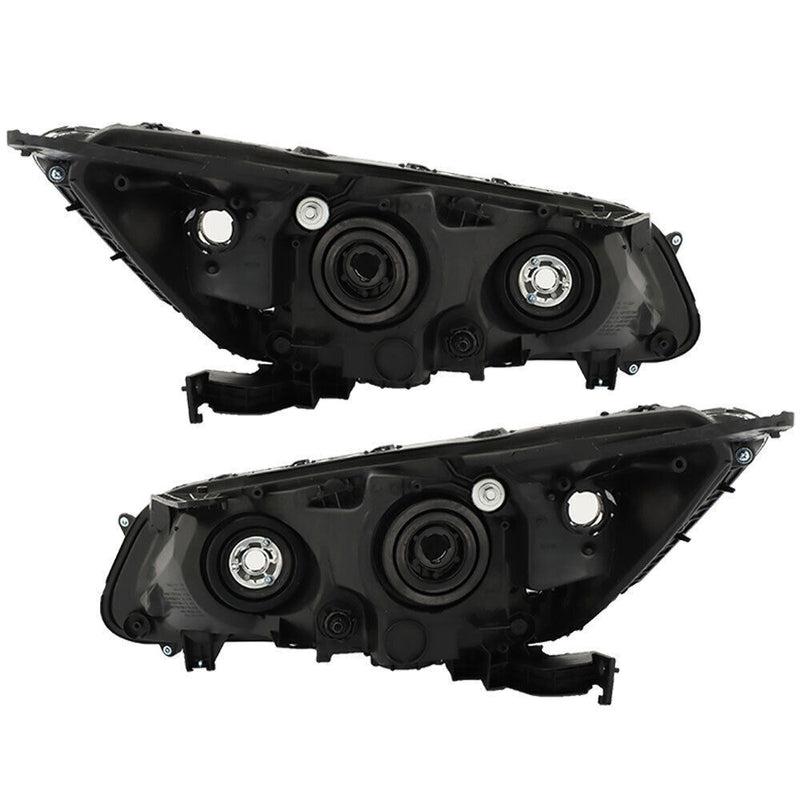 DURAFORCE Headlights Headlamps Halogen For 2013-2015 Honda Accord Black Right Left