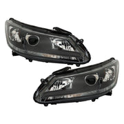 DURAFORCE Headlights Headlamps Halogen For 2013-2015 Honda Accord Black Right Left