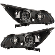 DURAFORCE Headlights Headlamps Halogen For 2013-2015 Honda Accord Black Right Left