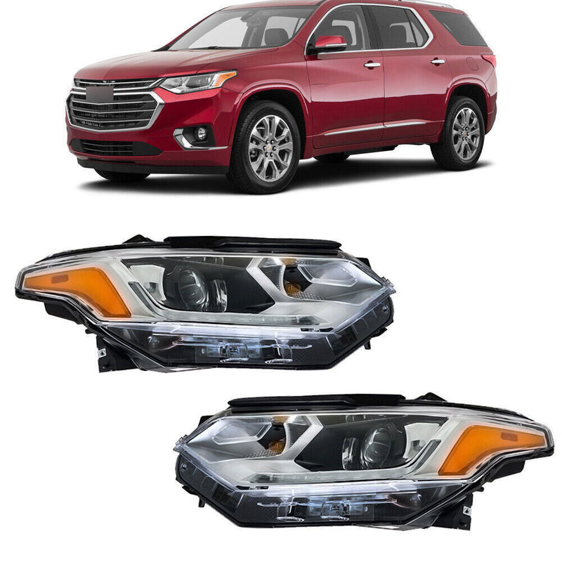 DURAFORCE Right&Left Headlights For 2018-2021 Chevy Traverse Chrome HID w/ LED DRL