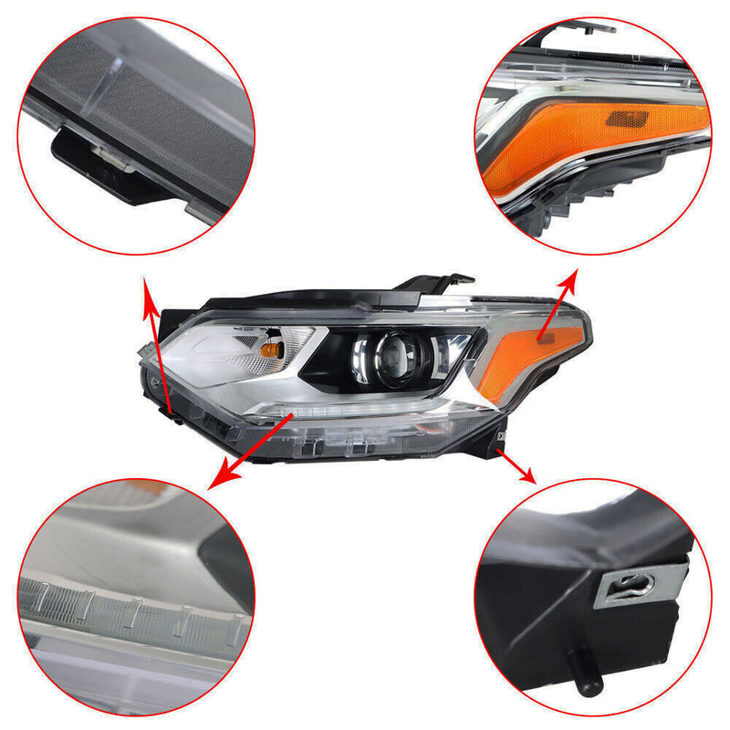 DURAFORCE Right&Left Headlights For 2018-2021 Chevy Traverse Chrome HID w/ LED DRL