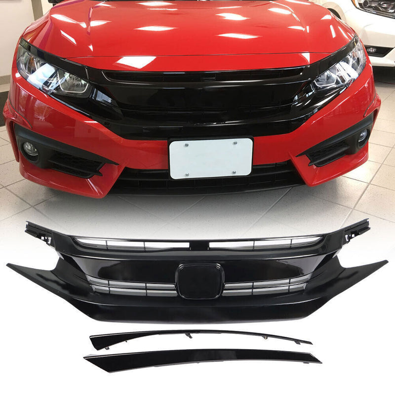 DURAFORCE Front Hood Grill Grille Eyelid For 2016-2018 Honda Civic Coupe Sedan