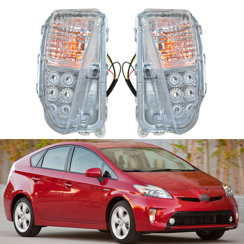 DURAFORCE Left and Right Fog Lights Fit For 2012-2015 Toyota Prius Clear LED DRL