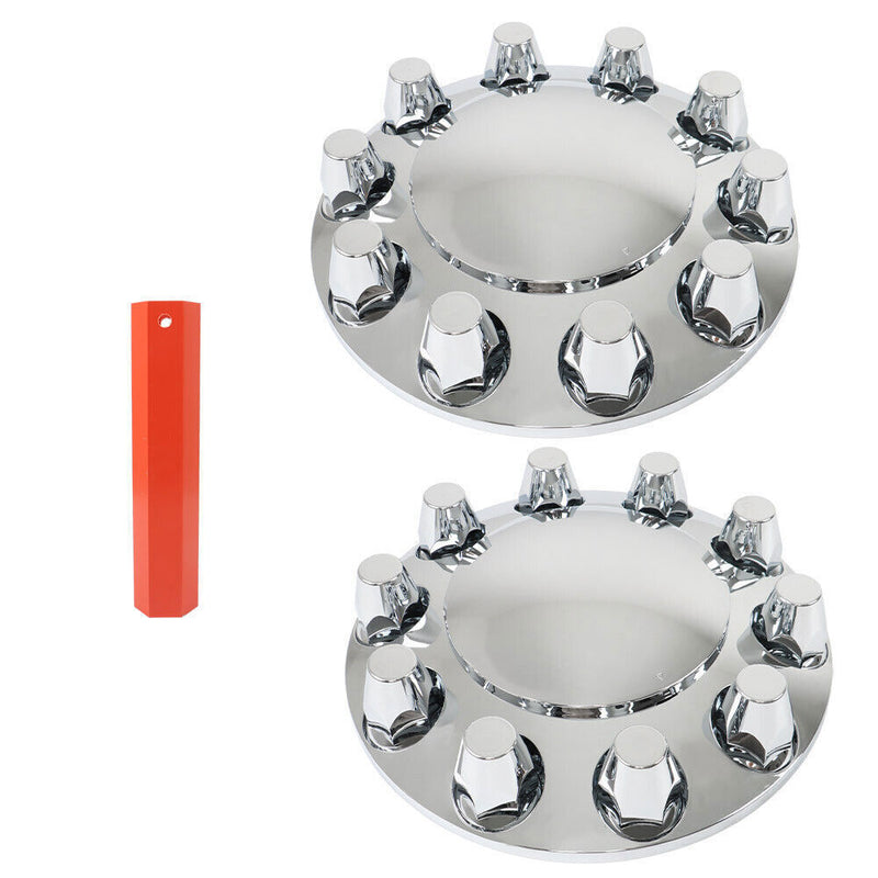DURAFORCE Chrome Pair Front Wheel Covers Hub Axle Semi Plastic ABS 33mm Nut Covers