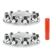 DURAFORCE Chrome Pair Front Wheel Covers Hub Axle Semi Plastic ABS 33mm Nut Covers