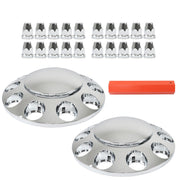 DURAFORCE Chrome Pair Front Wheel Covers Hub Axle Semi Plastic ABS 33mm Nut Covers