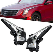 DURAFORCE Right+Left Headlight For 2013-2018 Cadillac ATS Halogen Chrome Housing