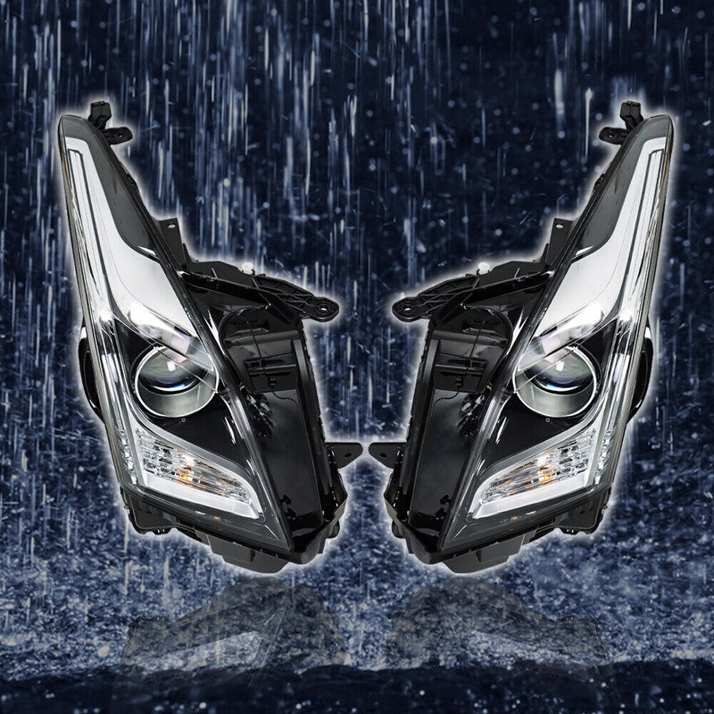 DURAFORCE Right+Left Headlight For 2013-2018 Cadillac ATS Halogen Chrome Housing