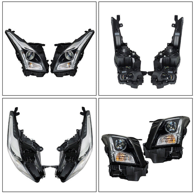 DURAFORCE Right+Left Headlight For 2013-2018 Cadillac ATS Halogen Chrome Housing