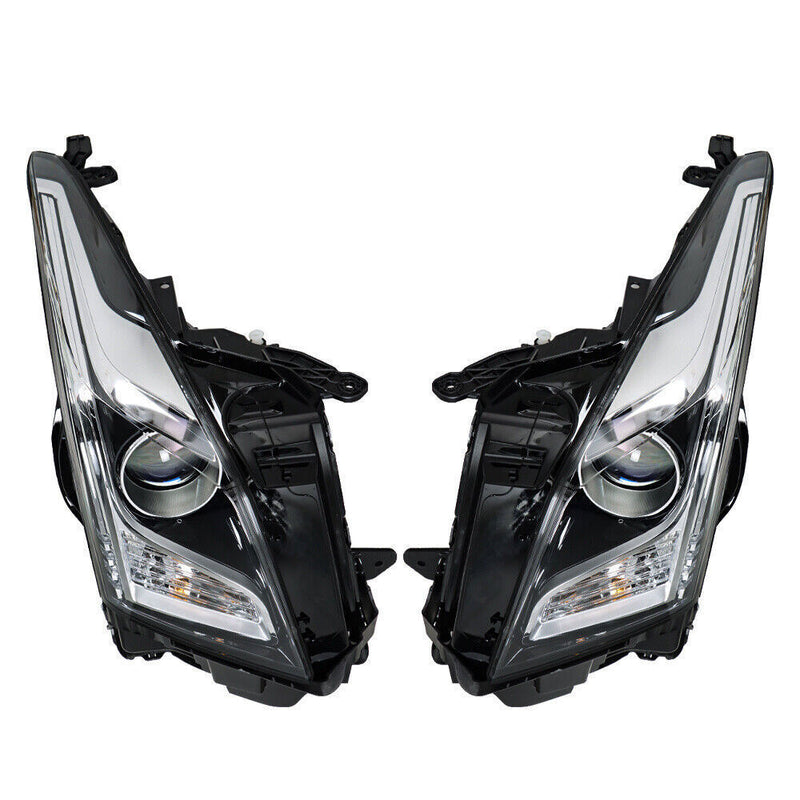 DURAFORCE Right+Left Headlight For 2013-2018 Cadillac ATS Halogen Chrome Housing
