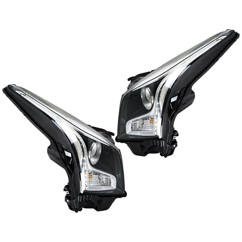 DURAFORCE Right+Left Headlight For 2013-2018 Cadillac ATS Halogen Chrome Housing