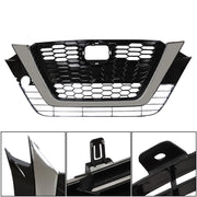 DURAFORCE Front Upper Grill For 2019-2021 Nissan Altima Chrome Black Factory Style
