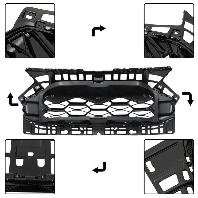 DURAFORCE Front Upper Bumper Grille Gloss Black For 2023-2024 Honda HRV Honeycomb