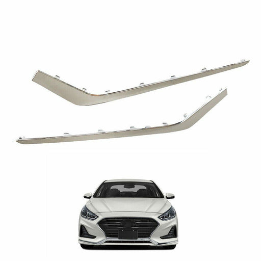 DURAFORCE Front Bumper Face Bar Trims Molding For 2018-2019 Hyundai Sonata 2PCS