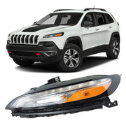 DURAFORCE Left Side Headlight For 2014-18 Jeep Cherokee Halogen W/DRL And Ballast