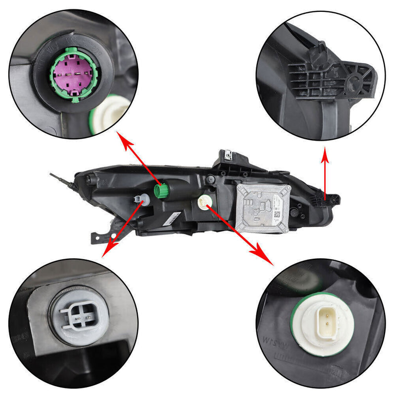 DURAFORCE Left Side Headlight For 2014-18 Jeep Cherokee Halogen W/DRL And Ballast