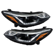 DURAFORCE Left+Right Headlights For 2016-2018 Chevy Cruze Halogen w/ LED DRL Clear