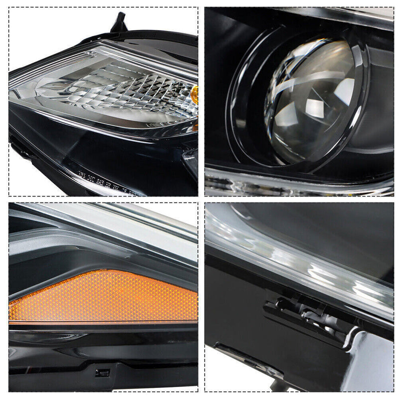 DURAFORCE Left+Right Headlights For 2016-2018 Chevy Cruze Halogen w/ LED DRL Clear