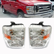 DURAFORCE Left+Right Headlights For 2008-2014 Ford E150 E250 E350 E450 Superduty