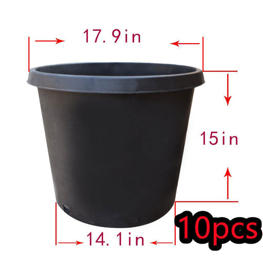 DURAFORCE 10 Pack 15 Gallon Plastic Nursery Pots Heavy Duty Garden Plant Nutrition Pots
