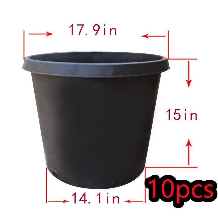 DURAFORCE 10 Pack 15 Gallon Plastic Nursery Pots Heavy Duty Garden Plant Nutrition Pots