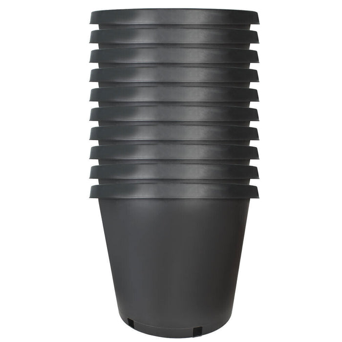 DURAFORCE 10 Pack 15 Gallon Plastic Nursery Pots Heavy Duty Garden Plant Nutrition Pots