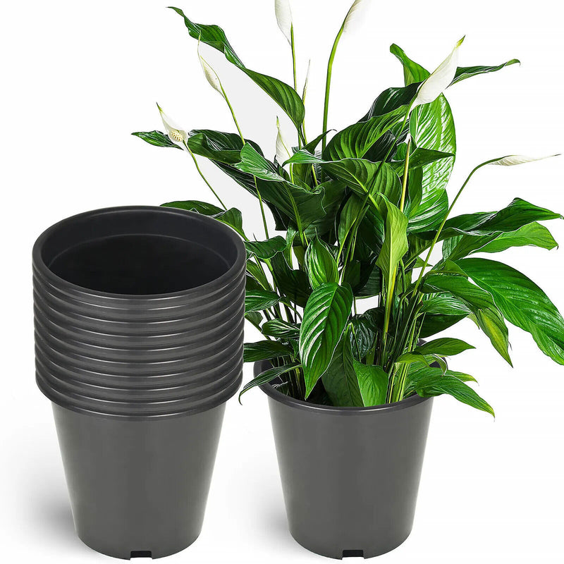 DURAFORCE 10 Pack 15 Gallon Plastic Nursery Pots Heavy Duty Garden Plant Nutrition Pots