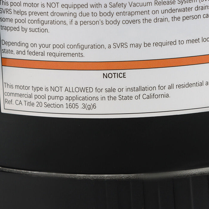 DURAFORCE 1HP Pool Pump Swimming Pool Pump Square Flange B2853 B2853V1 Pool Pump Motor