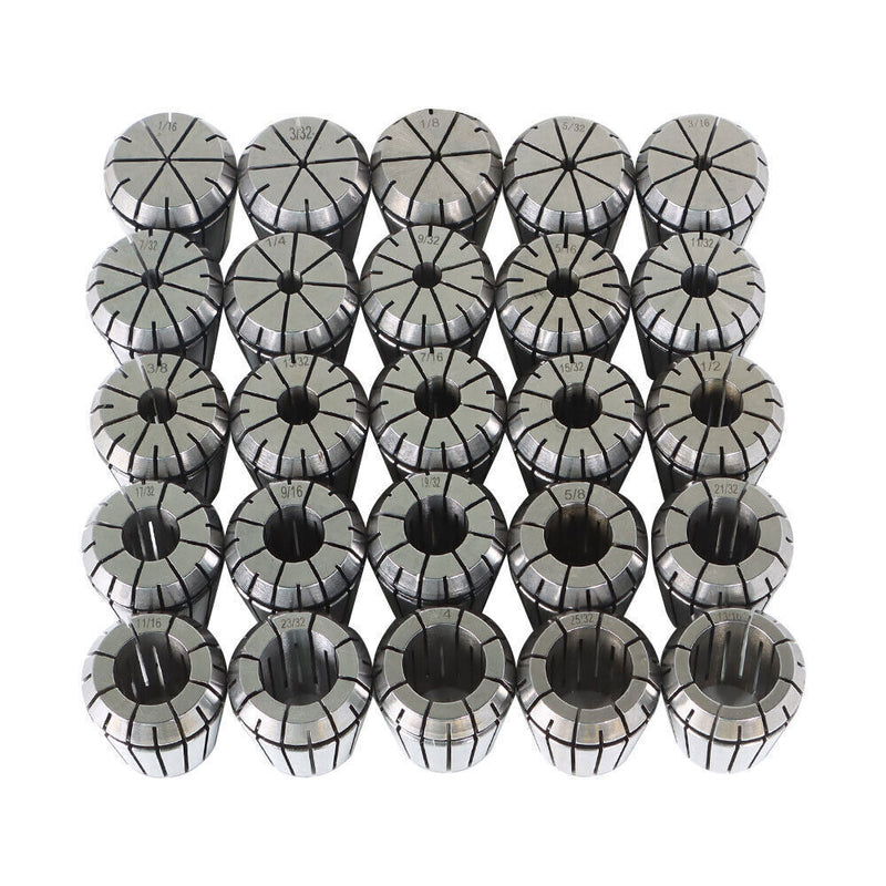 DURAFORCE 25 Pack Collet Set ER32 Collet Chuck 1/16 inch-3/4 inch Holder Spring Collet