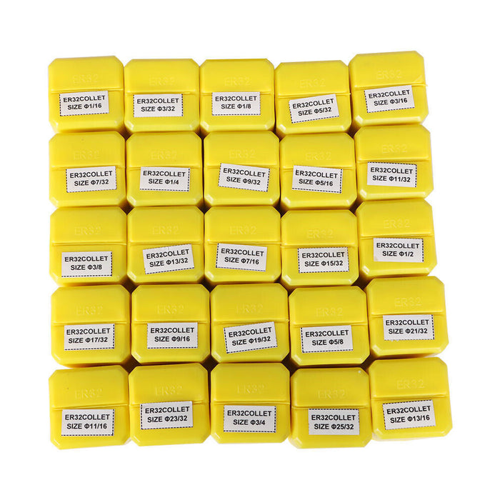 DURAFORCE 25 Pack Collet Set ER32 Collet Chuck 1/16 inch-3/4 inch Holder Spring Collet