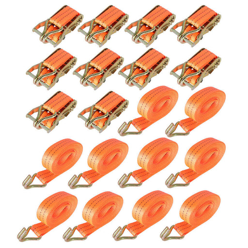 DURAFORCE 10-Set 1.5" x 20' (38mm*6m) 4000-lbs Ratchet Straps J Hook Heavy Duty Tie Downs