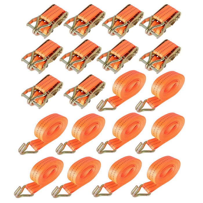 DURAFORCE 10-Set 1.5" x 20' (38mm*6m) 4000-lbs Ratchet Straps J Hook Heavy Duty Tie Downs