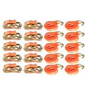 DURAFORCE 10-Set 1.5" x 20' (38mm*6m) 4000-lbs Ratchet Straps J Hook Heavy Duty Tie Downs