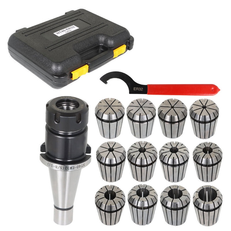 DURAFORCE 14-Pieces ER-32 NMTB 40 Spring Collet Chuck Set Accuracy to .0005" New