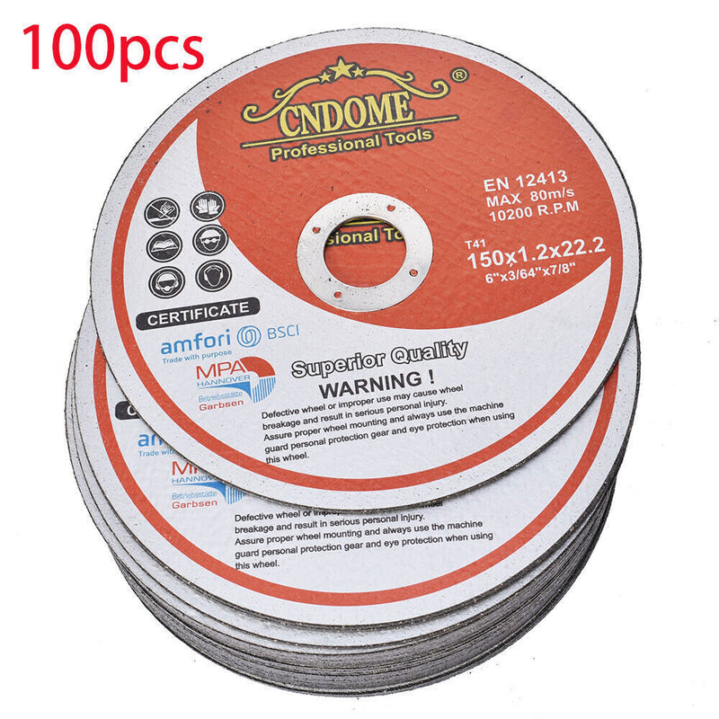 DURAFORCE 6"x.045"x7/8" Cut-off Wheel - Metal & Stainless Steel Cutting Discs 100 Pack