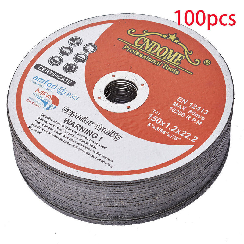 DURAFORCE 6"x.045"x7/8" Cut-off Wheel - Metal & Stainless Steel Cutting Discs 100 Pack