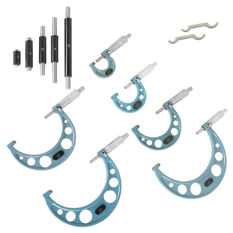 DURAFORCE 0.0001" Precision Outside Micrometer 6Pcs Set 0-6" Carbide Standards Set
