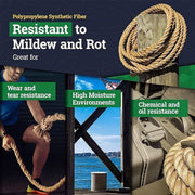 DURAFORCE Manila Rope 1"×50' PP 3 Strand Twisted Rope Arborist Bull Rope Climbing Rope