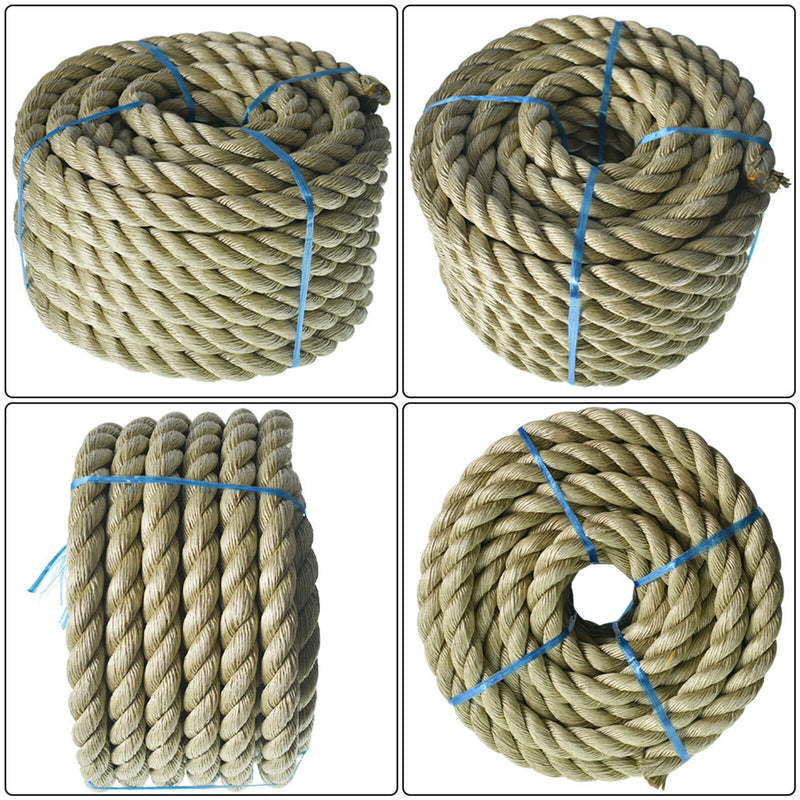 DURAFORCE Manila Rope 1"×50' PP 3 Strand Twisted Rope Arborist Bull Rope Climbing Rope