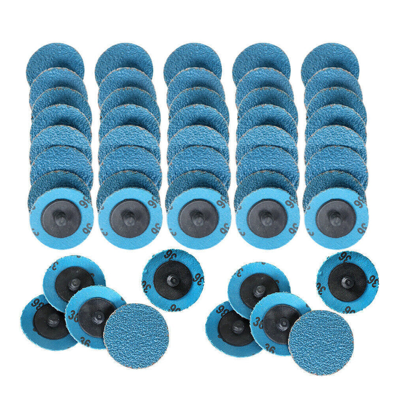 DURAFORCE 50 Pieces 2" 36 Grit Zirconia Roll Lock Die Grinder Sanding Grinding Disc New