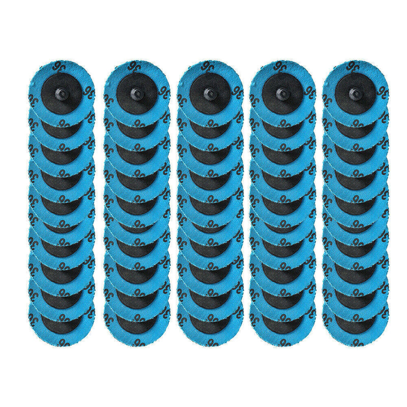 DURAFORCE 50 Pieces 2" 36 Grit Zirconia Roll Lock Die Grinder Sanding Grinding Disc New