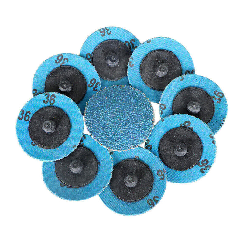 DURAFORCE 50 Pieces 2" 36 Grit Zirconia Roll Lock Die Grinder Sanding Grinding Disc New