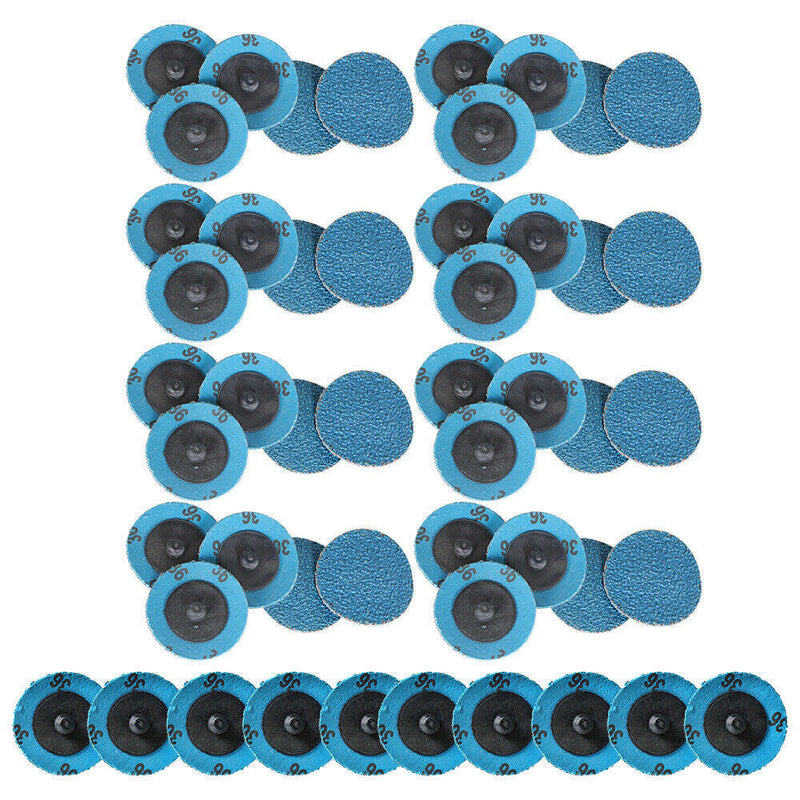 DURAFORCE 50 Pieces 2" 36 Grit Zirconia Roll Lock Die Grinder Sanding Grinding Disc New