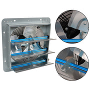 DURAFORCE 12 Inch Shutter Exhaust Fan For Attic Shed Garage Aluminum High Speed 1800CFM