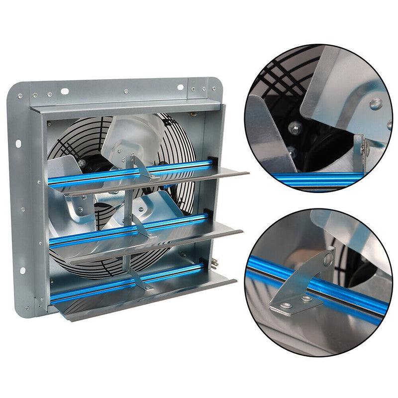 DURAFORCE 12 Inch Shutter Exhaust Fan For Attic Shed Garage Aluminum High Speed 1800CFM