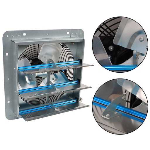 DURAFORCE 12 Inch Shutter Exhaust Fan For Attic Shed Garage Aluminum High Speed 1800CFM