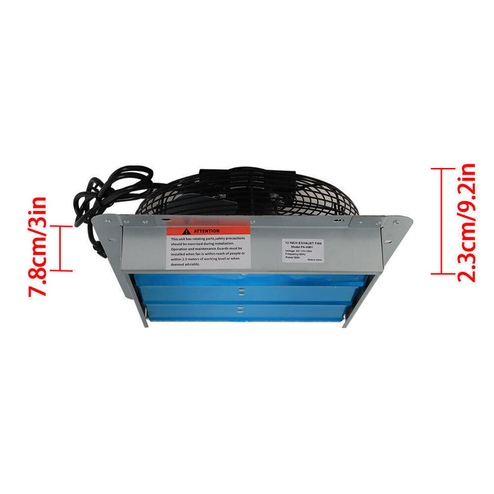 DURAFORCE 12 Inch Shutter Exhaust Fan For Attic Shed Garage Aluminum High Speed 1800CFM