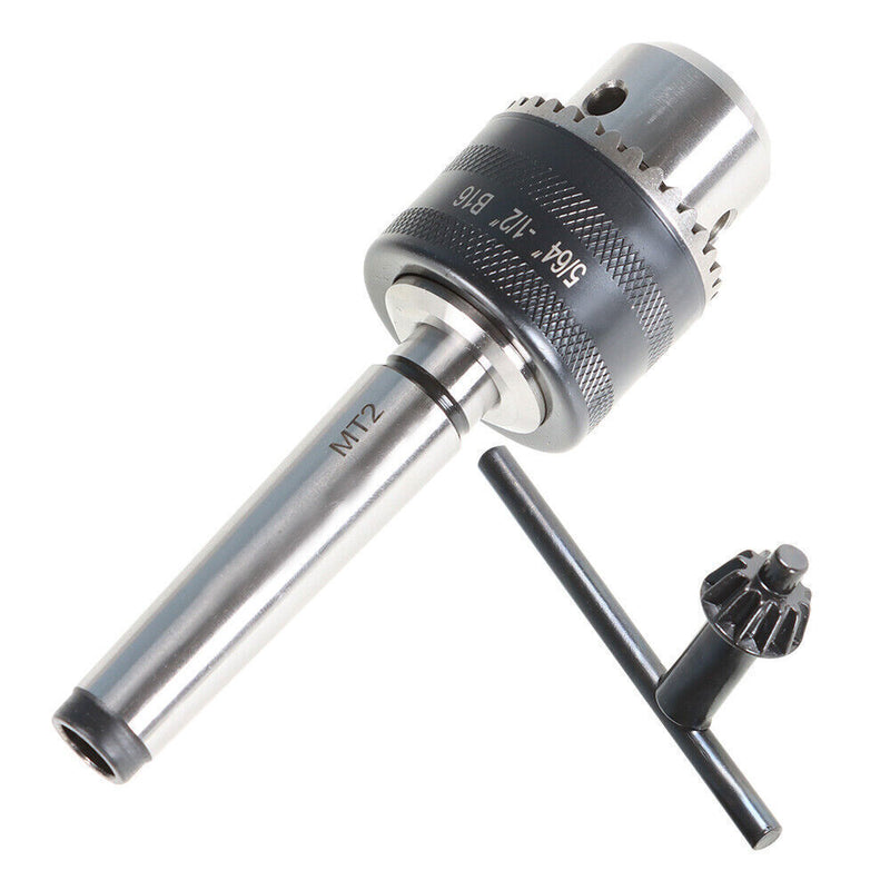 DURAFORCE 5/64'' to 1/2'' Drill Chuck With MT2 Arbor and Key For Mini Metal Lathe