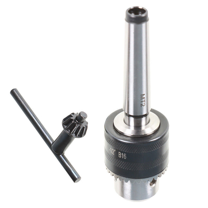 DURAFORCE 5/64'' to 1/2'' Drill Chuck With MT2 Arbor and Key For Mini Metal Lathe